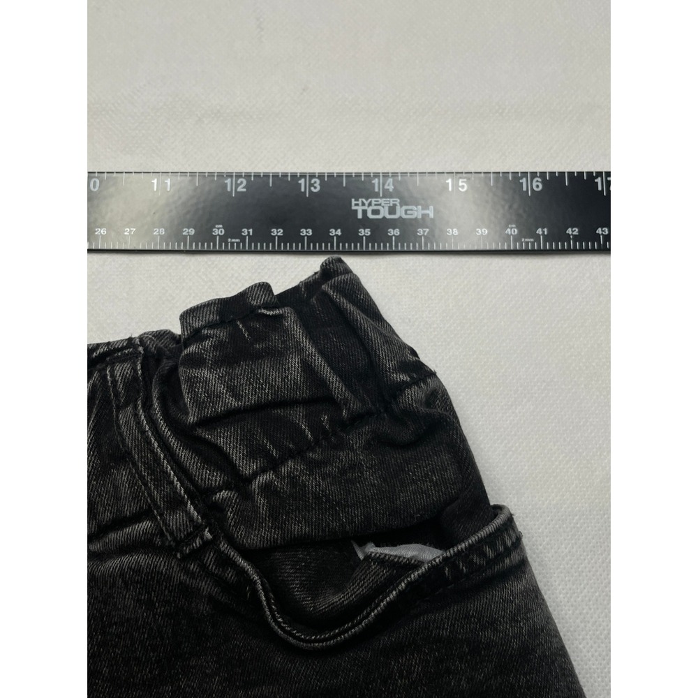 Jones Stores Slouchy Jeans Women 28 Washed Black Paperbag Stretchy Waist Tapered - Picture 8 of 12